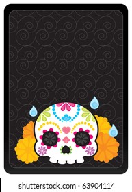 Sugar skull from Day of the Death. Cool Vector Style. Banner.