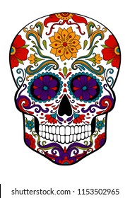 sugar skull, day of death vector illustration