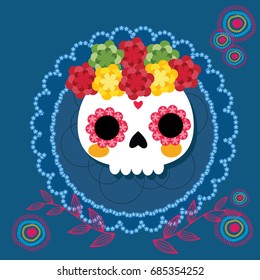 Sugar skull from Day of the Death. Vector illustration