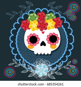 Sugar skull from Day of the Death. Vector illustration