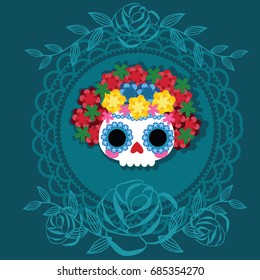 Sugar skull from Day of the Death. Vector illustration