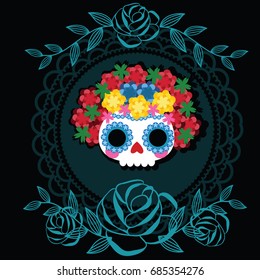 Sugar skull from Day of the Death. Vector illustration