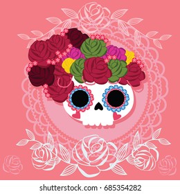 Sugar skull from Day of the Death. Vector illustration