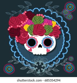 Sugar skull from Day of the Death. Vector illustration