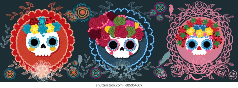 Sugar skull from Day of the Death. Vector illustration