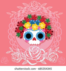 Sugar skull from Day of the Death. Vector illustration