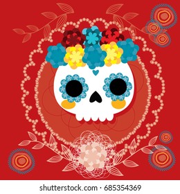 Sugar skull from Day of the Death. Vector illustration