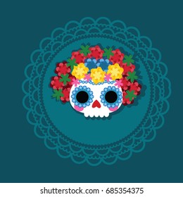 Sugar skull from Day of the Death. Vector illustration