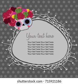 Sugar skull from Day of the Death. Vector illustration card. 