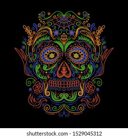 Sugar Skull decoration colorful vector illustration for your company or brand