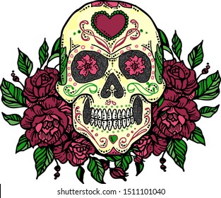 Concept Vector Card Cute Skull Floral Stock Vector (Royalty Free ...