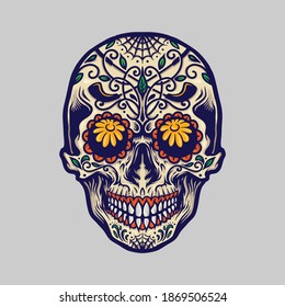 sugar skull dia de los muertos Mexico for your work Logo merchandise clothing line, stickers and poster, greeting cards advertising business company or brands.