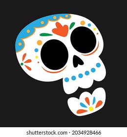 Sugar skull - dia de los muertos festival. Isolated vector.