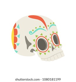 Sugar skull, skull with floral ornament, traditional symbol of Mexico vector Illustration on a white background