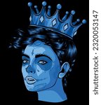 sugar Skull girl with a crown on black background. vector illustration design