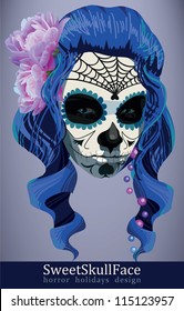 Sugar skull girl face day of the dead