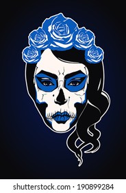 Sugar skull girl face day of the dead 