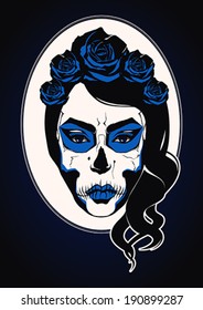 Sugar skull girl face day of the dead 