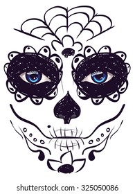 Sugar skull girl face with make up for Day of the Dead (Dia de los Muertos).