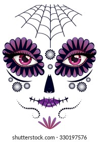 Sugar skull girl face with make up for Day of the Dead (Dia de los Muertos).