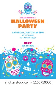 Sugar Skull Halloween Party Invitation Tmeplate