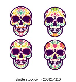 sugar skull hand drawn vector illustration