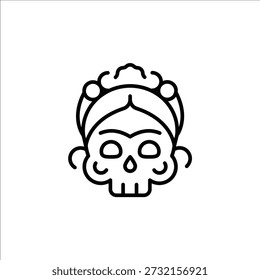 Caveira de açúcar com ícone de headpiece. Simples Dia dos Mortos usando um ícone decorativo de headpiece para mídia social, app e web design. Ilustração vetorial