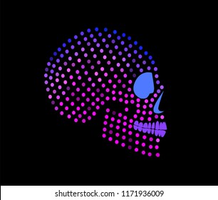 Sugar skull icon dots, colorful background