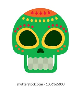 sugar skull icon over white background, flat style, vector illustration