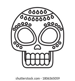 sugar skull icon over white background, line style, vector illustration