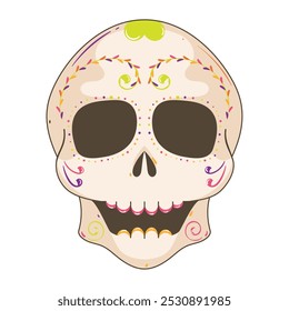 Sugar skull with intricate designs, Vector