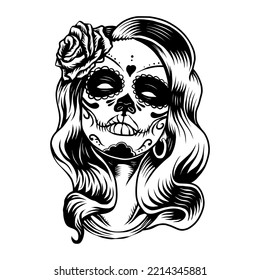 Sugar skull lady FOR tshirt design 