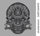 Sugar skull line art vector illustration