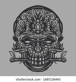 Sugar skull line art vector illustration