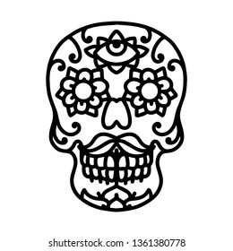 Sugar Skull Line Tattoo