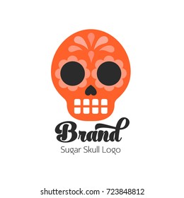 Sugar Skull Logo, Red Sugar Skull