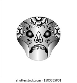sugar skull logo sad on a white background