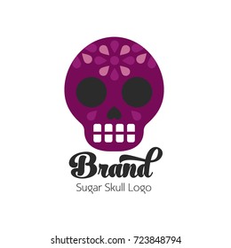 Sugar skull logo, violet sugar skull