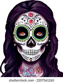 sugar skull mexican catrina vector logo