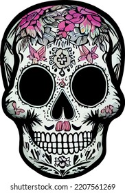 sugar skull mexican catrina vector logo