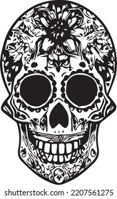 sugar skull mexican catrina vector logo