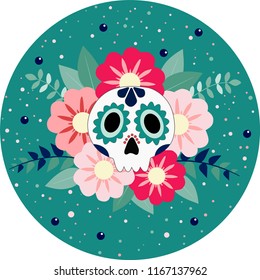 Sugar skull mexican design day of the dead traditional