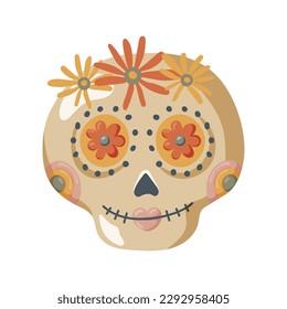 sugar skull. Mexican Dia de los Muertos (Day of the Dead) sugar skull icon. doodle. clipart. vector illustration