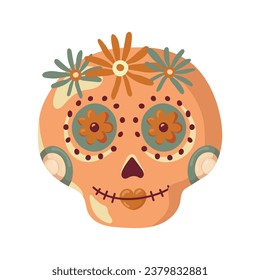 sugar skull. Mexican Dia de los Muertos (Day of the Dead) sugar skull icon. doodle. clipart. vector illustration