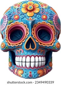 sugar skull, mexican tradition for dia de los muertos, floral ornaments