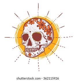 Sugar Skull Mexico Hand-Drawn Illustration