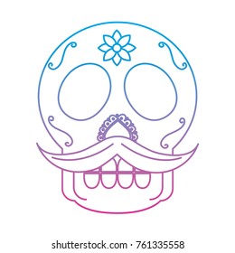 sugar skull with mustache mexico culture icon image 