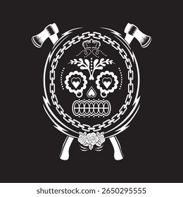sugar skull on decorated background