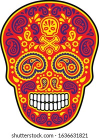 sugar skull and paisley, vintage design t shirts
