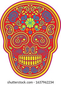 Sugar skull with paisley, vintage design t shirts